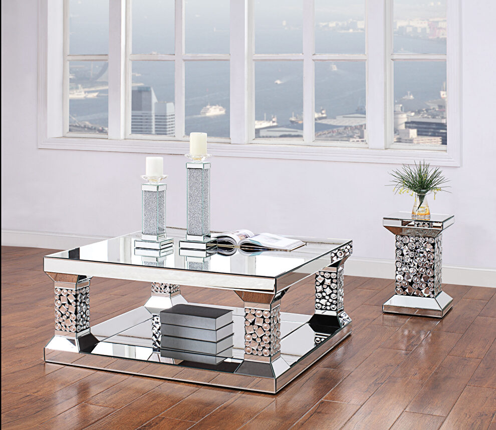 Mirrored & faux gems coffee table by Acme
