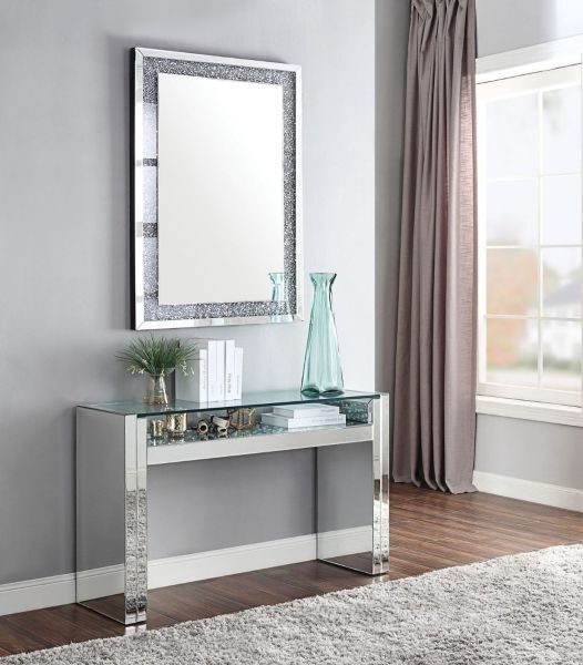Mirrored & faux crystals sofa table by Acme