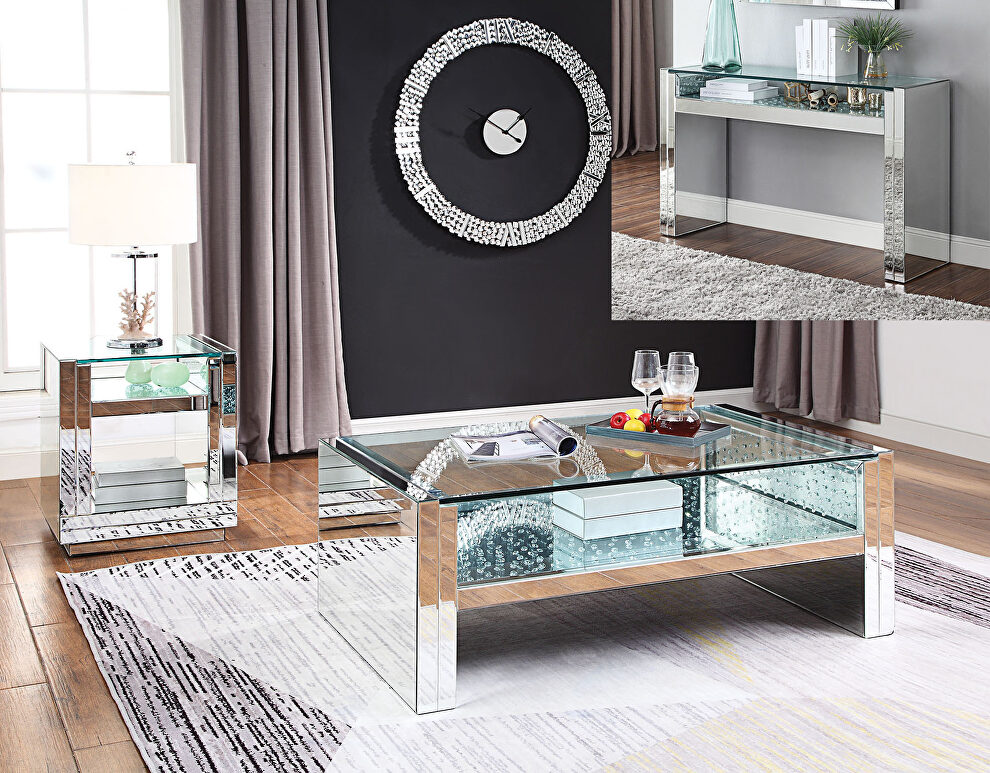 Mirrored & faux crystals coffee table by Acme
