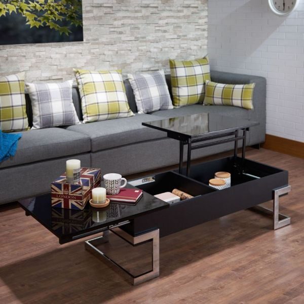 Black & chrome lift top coffee table by Acme