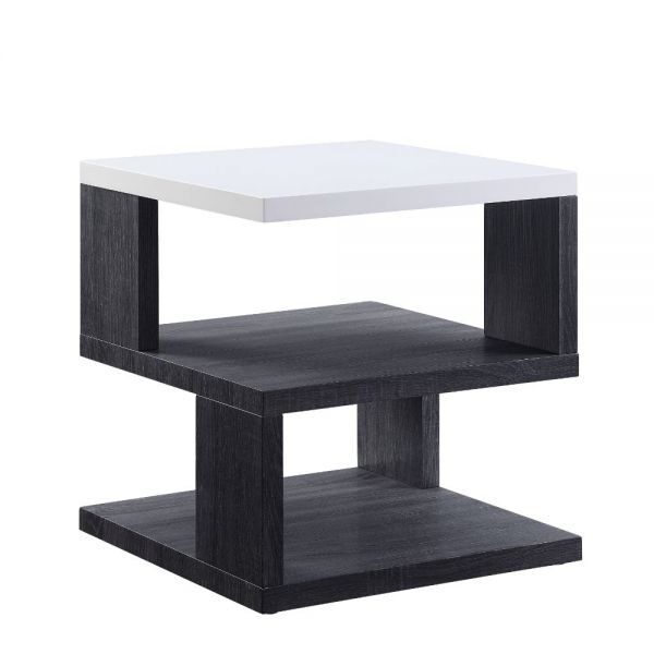 Gray & white high gloss end table by Acme