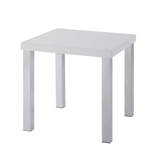 White high gloss & chrome finish end table by Acme