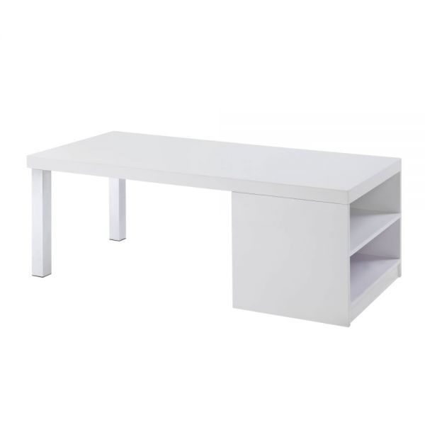 White high gloss & chrome finish coffee table by Acme