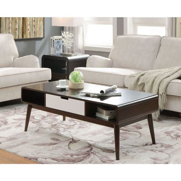 Espresso & white coffee table by Acme