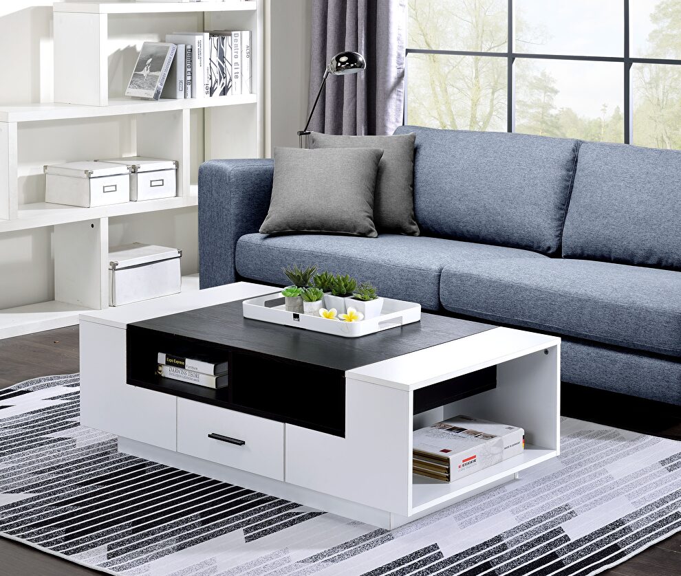 White & black finish coffee table by Acme