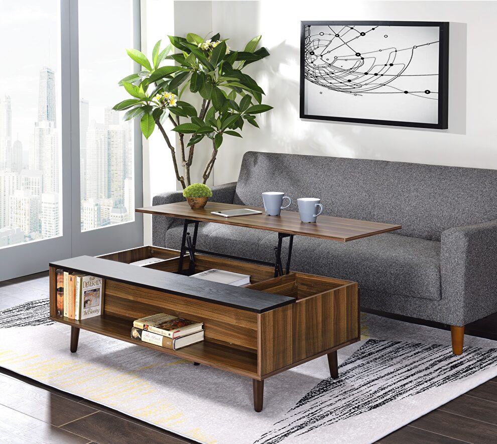 Walnut & black lift top coffee table by Acme