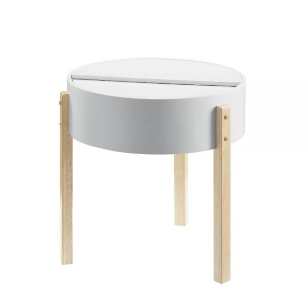 White & natural finish end table by Acme