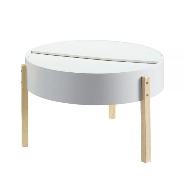 White & natural finish coffee table by Acme