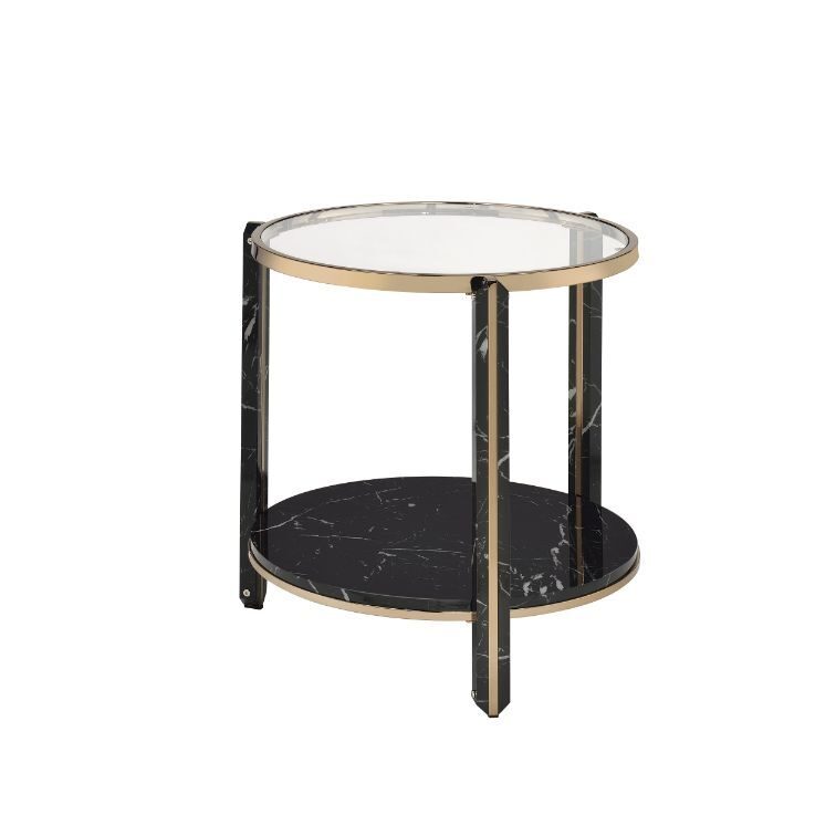 Clear glass top extra-stylish round end table by Acme