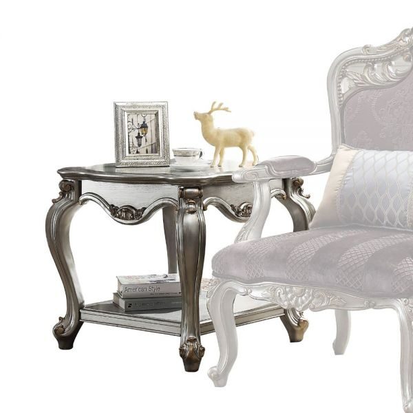 Antique platinum end table by Acme