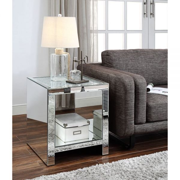 Mirrored end table by Acme