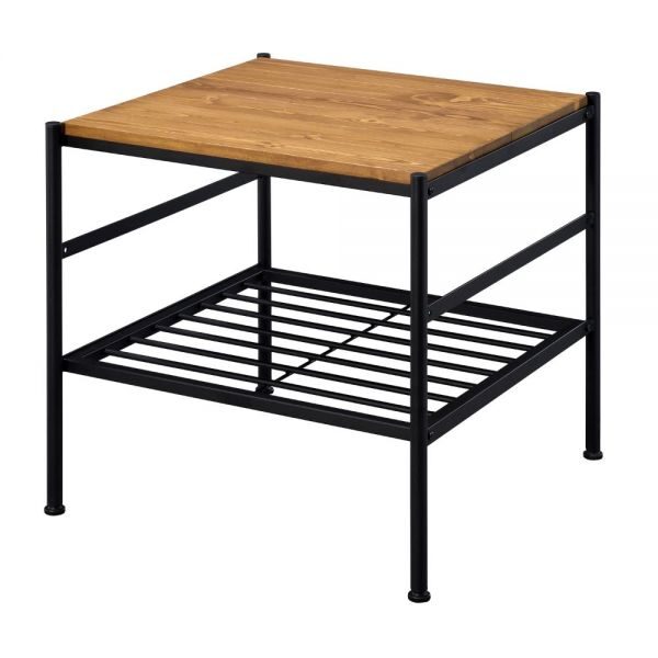 Oak & black finish end table by Acme