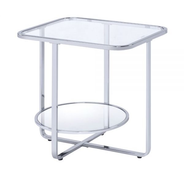 Chrome finish & glass end table by Acme
