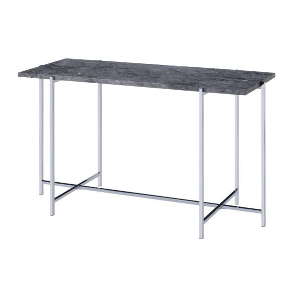 Faux marble top & chrome finish sofa table by Acme