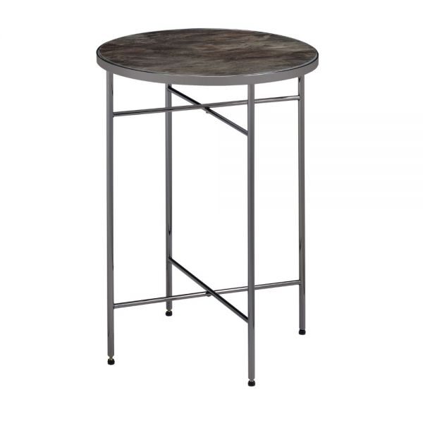 Marble top & black nickel finish side table by Acme