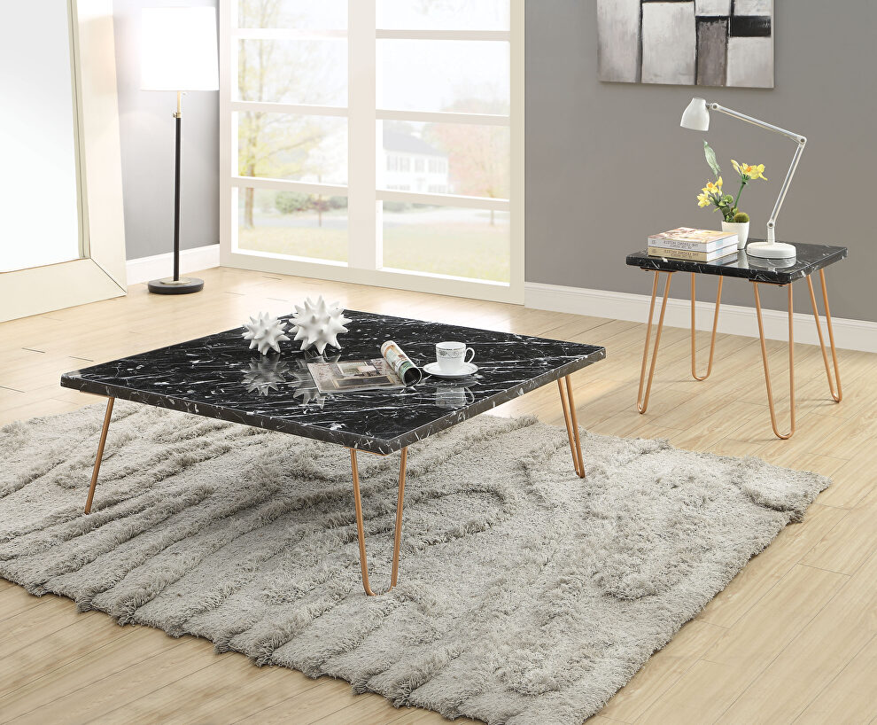 Black marble & gold coffee table by Acme