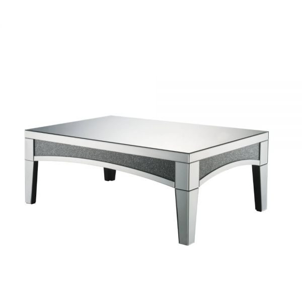 Arched side base glam style mirrored panel coffee table by Acme