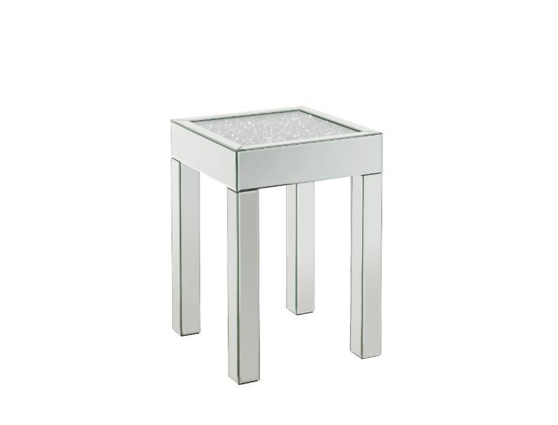 Faux diamonds and mirrored finish end  table by Acme