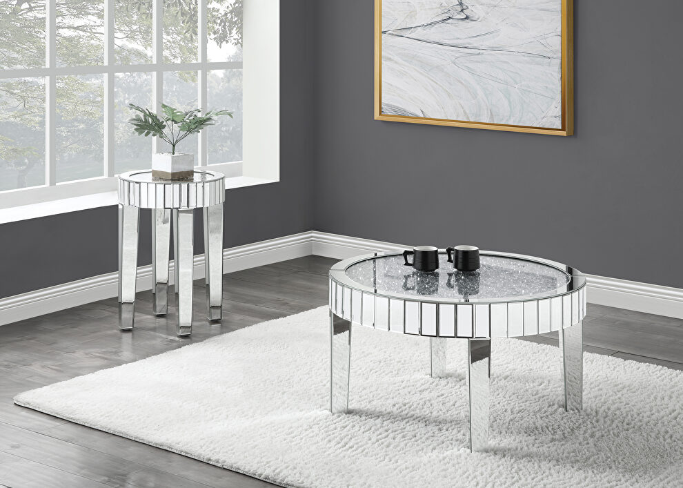 Faux diamonds and mirrored finish beautiful coffee table by Acme