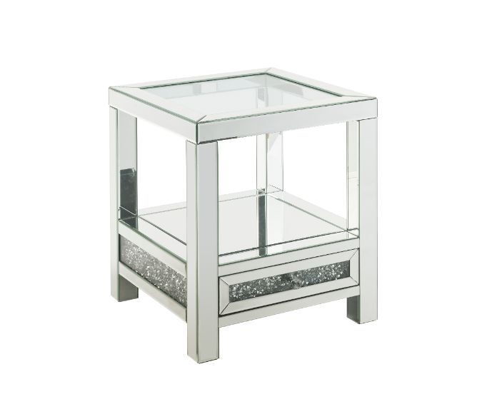 Clear glass top brilliant rectangular end table by Acme