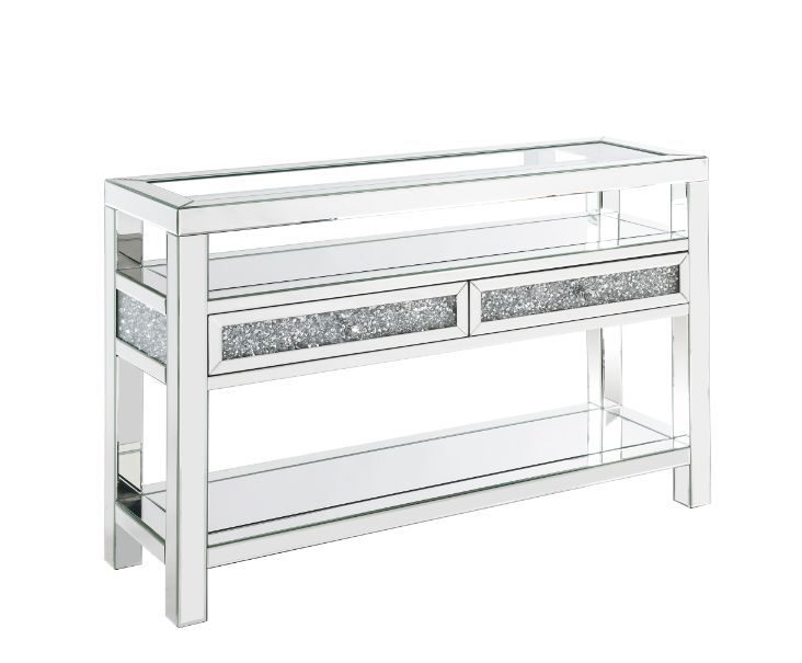 Clear glass top brilliant rectangular sofa table by Acme