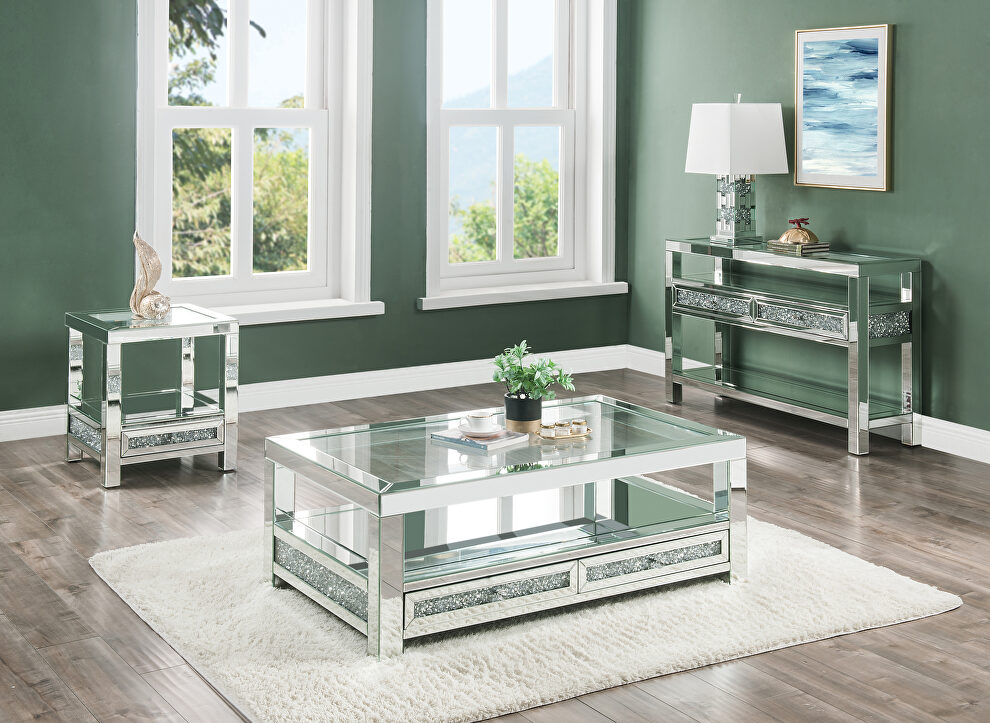 Clear glass top brilliant rectangular coffee table by Acme