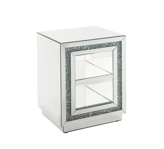 Mirror finish with faux diamond inlay end table by Acme