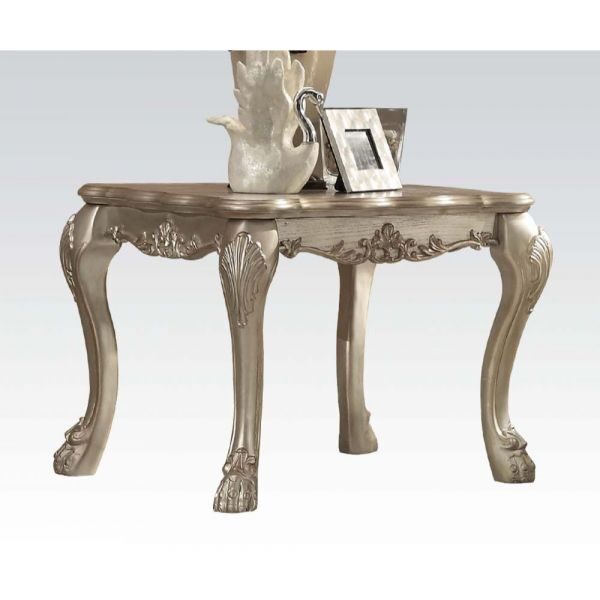 Gold patina & bone end table by Acme