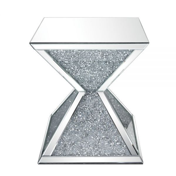 Mirrored & faux diamonds end table by Acme