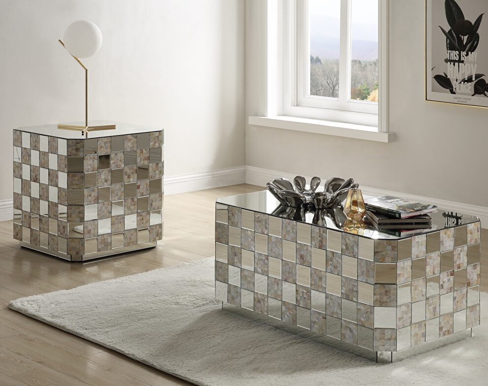 Mirrored & mother of pearl coffee table by Acme