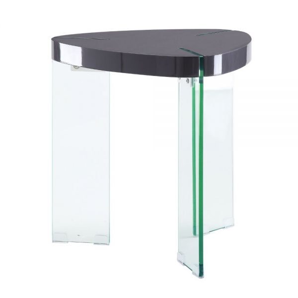 Gray high gloss & clear glass end table by Acme