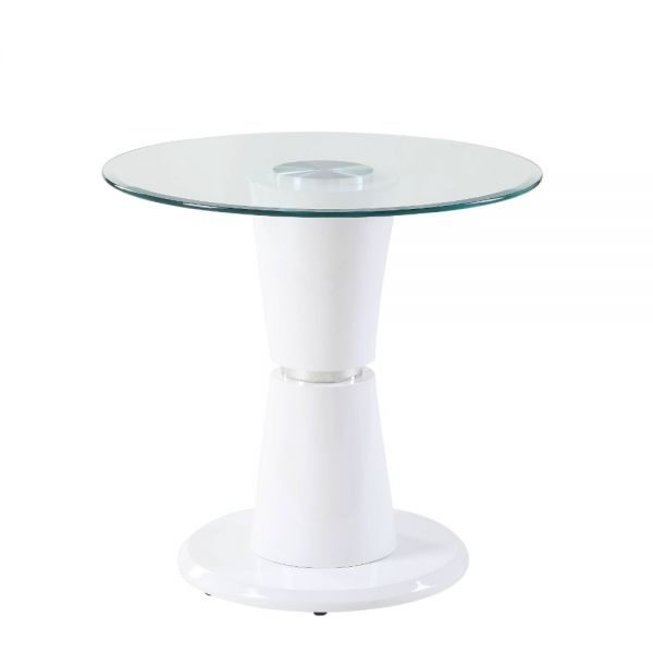 Clear glass & white high gloss end table by Acme