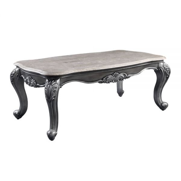 Marble & platinum coffee table by Acme