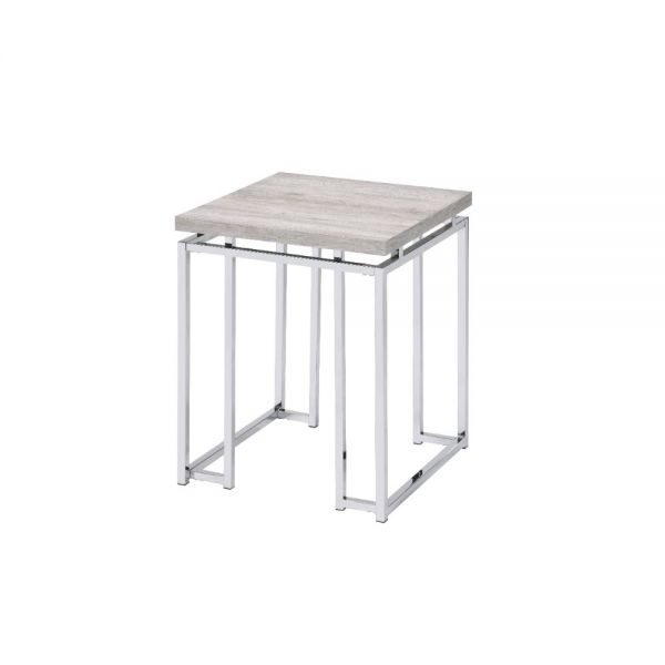Natural oak & chrome end table by Acme