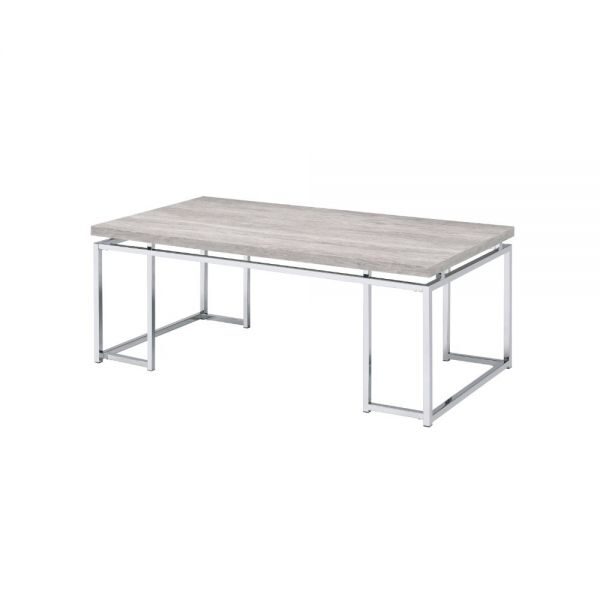 Natural oak & chrome coffee table by Acme