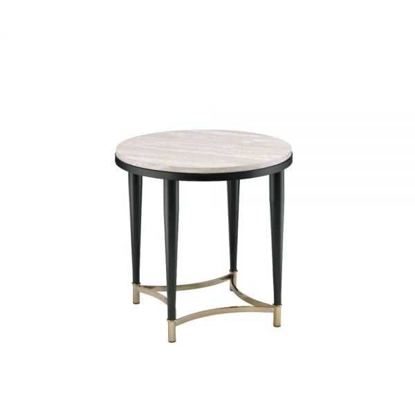 White washed & black end table by Acme