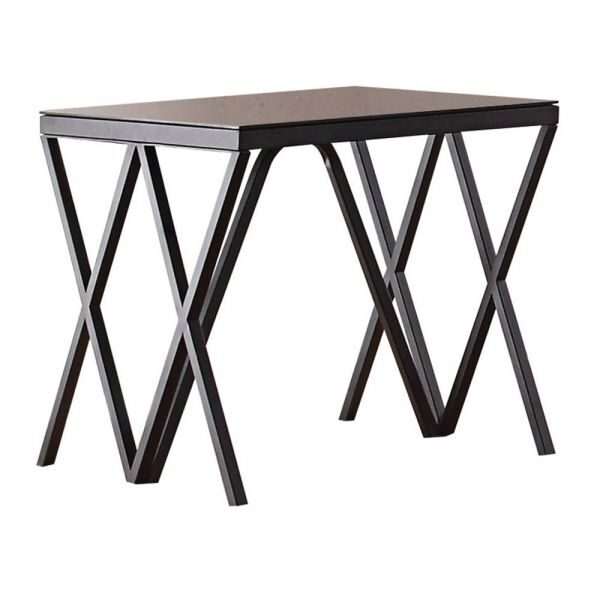 Black finish & glass end table by Acme
