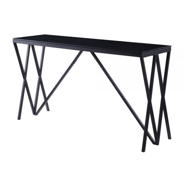 Black finish & glass sofa table by Acme