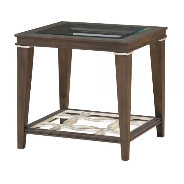 Walnut & glass finish end table by Acme