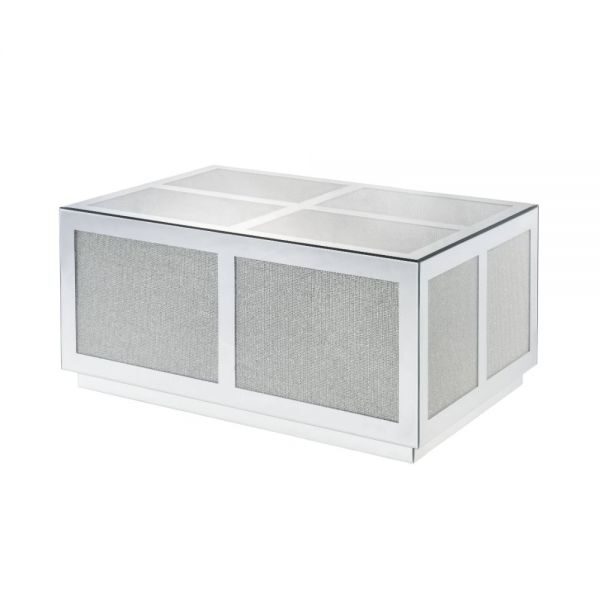 Rectangular mirrored panel / faux diamond coffee table by Acme