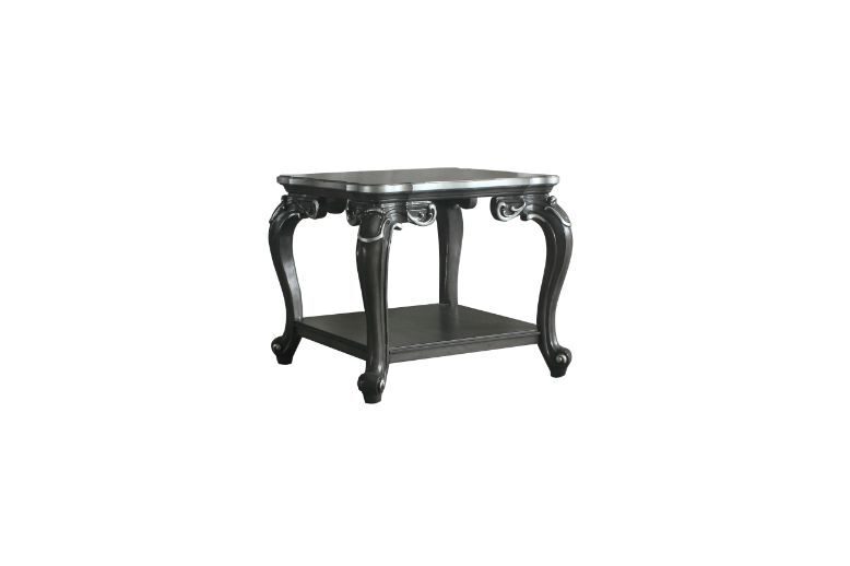 Charcoal finish vintage European elegance end table by Acme