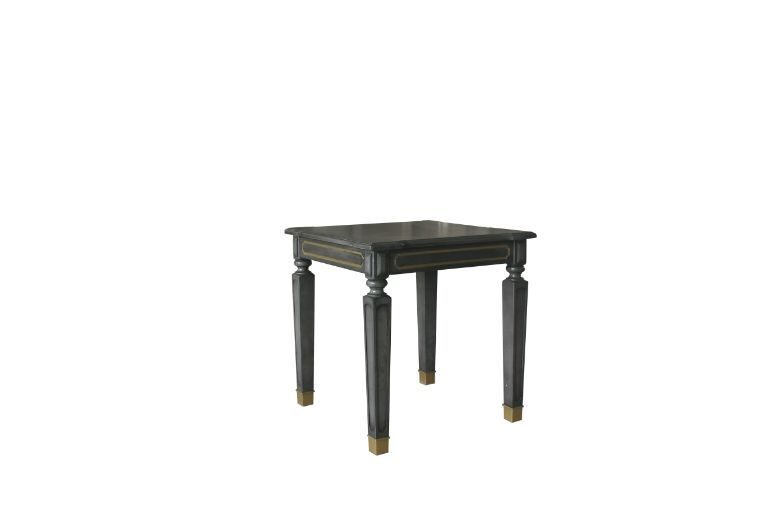 Tobacco finish gilded wooden trimming end table by Acme