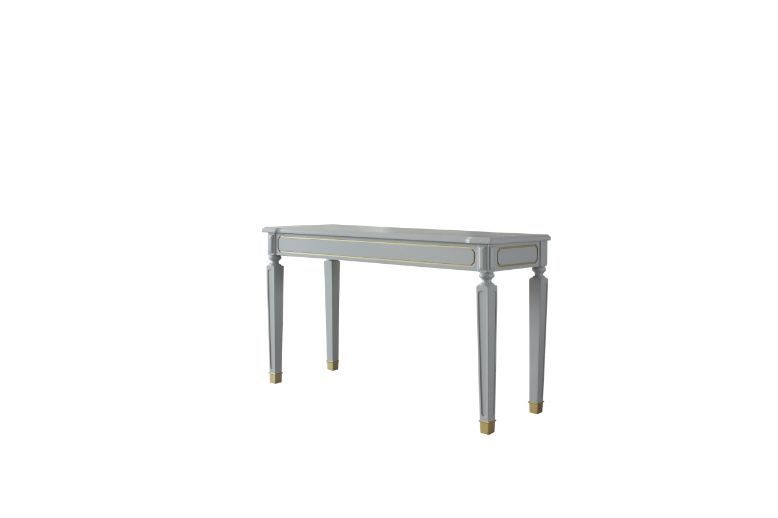 Pearl gray finish and golden trimmed accents elegant silhouett sofa table by Acme