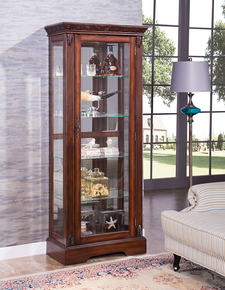 Cherry finish curio cabinet by Acme