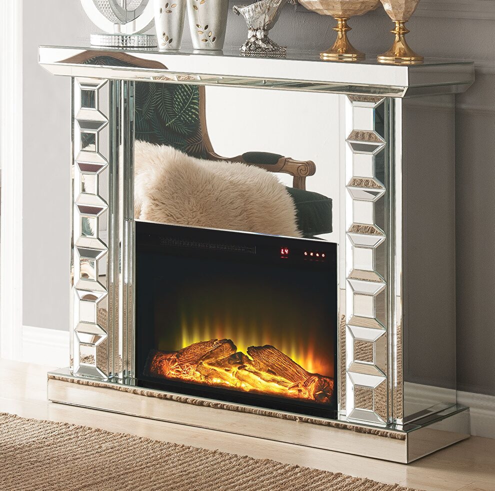 Mirrored fireplace by Acme