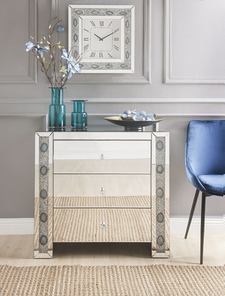 Mirrored & faux agate console table by Acme