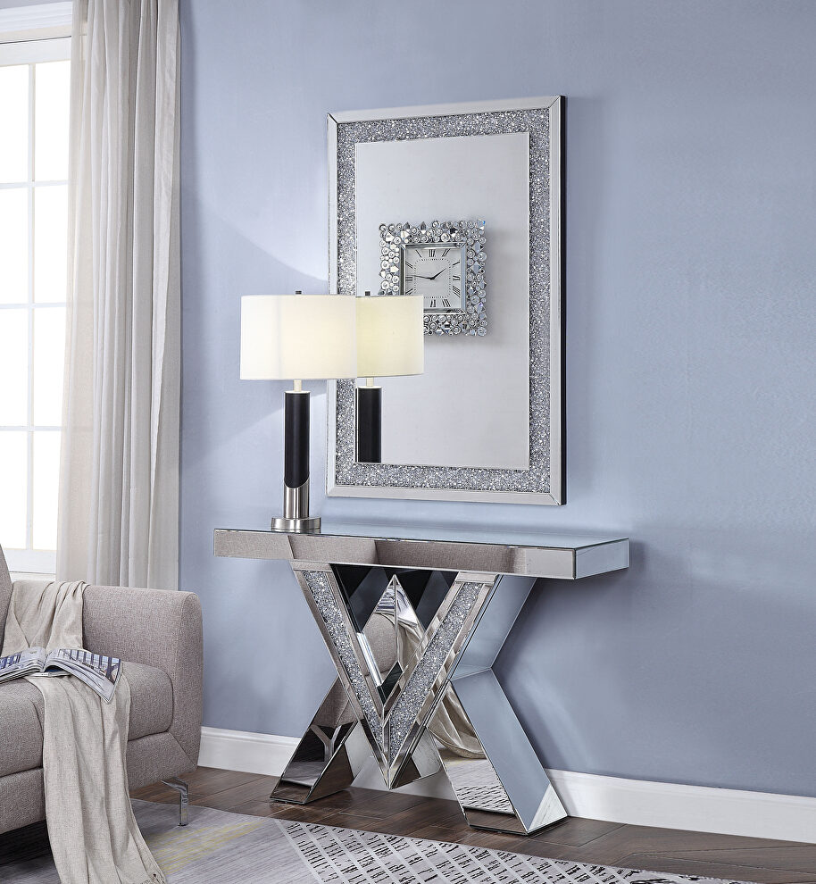 Console table w/ triangle mirrored base design by Acme