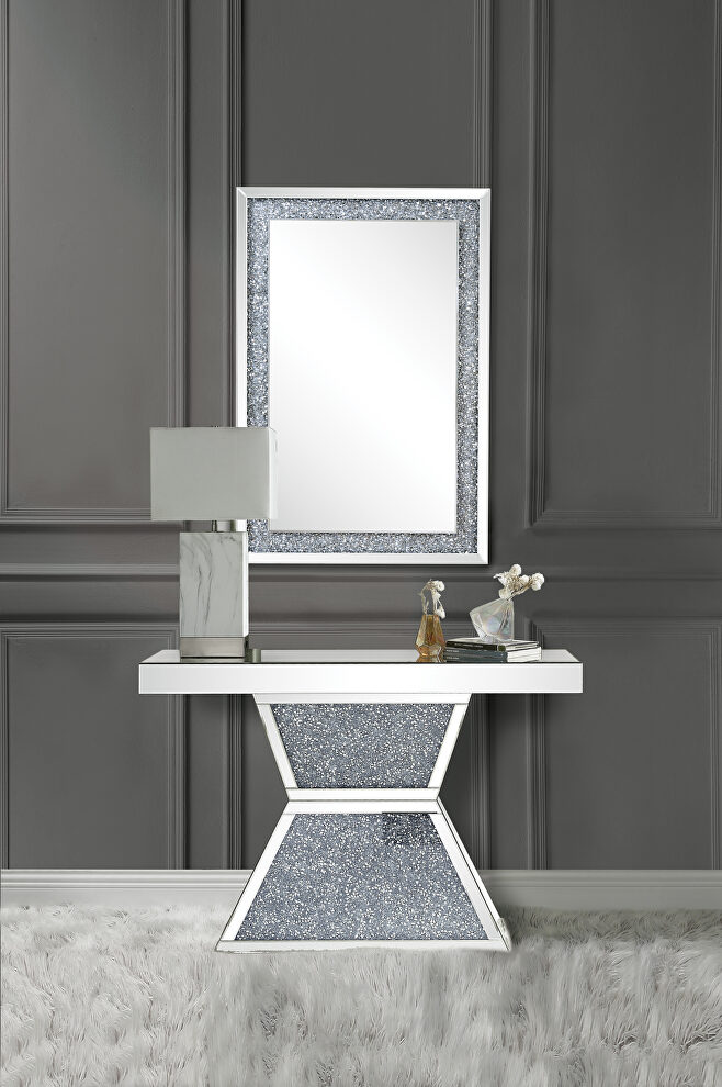 Mirrored glamour stylish mirrored panels console by Acme