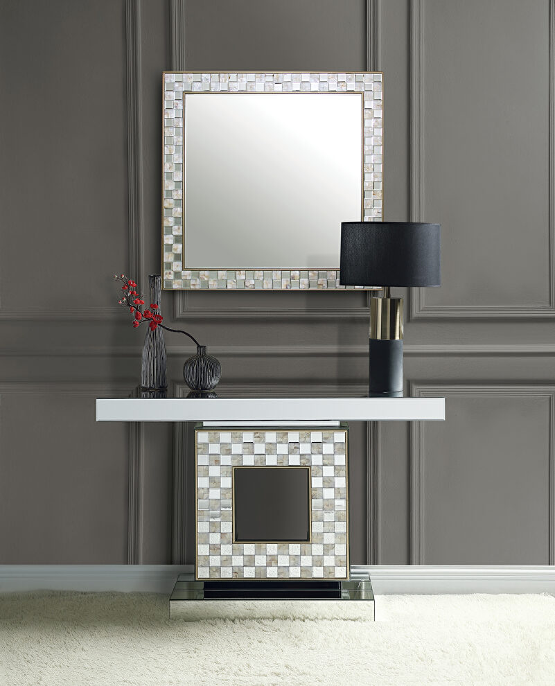 Mirrored & mother of pearl console table by Acme