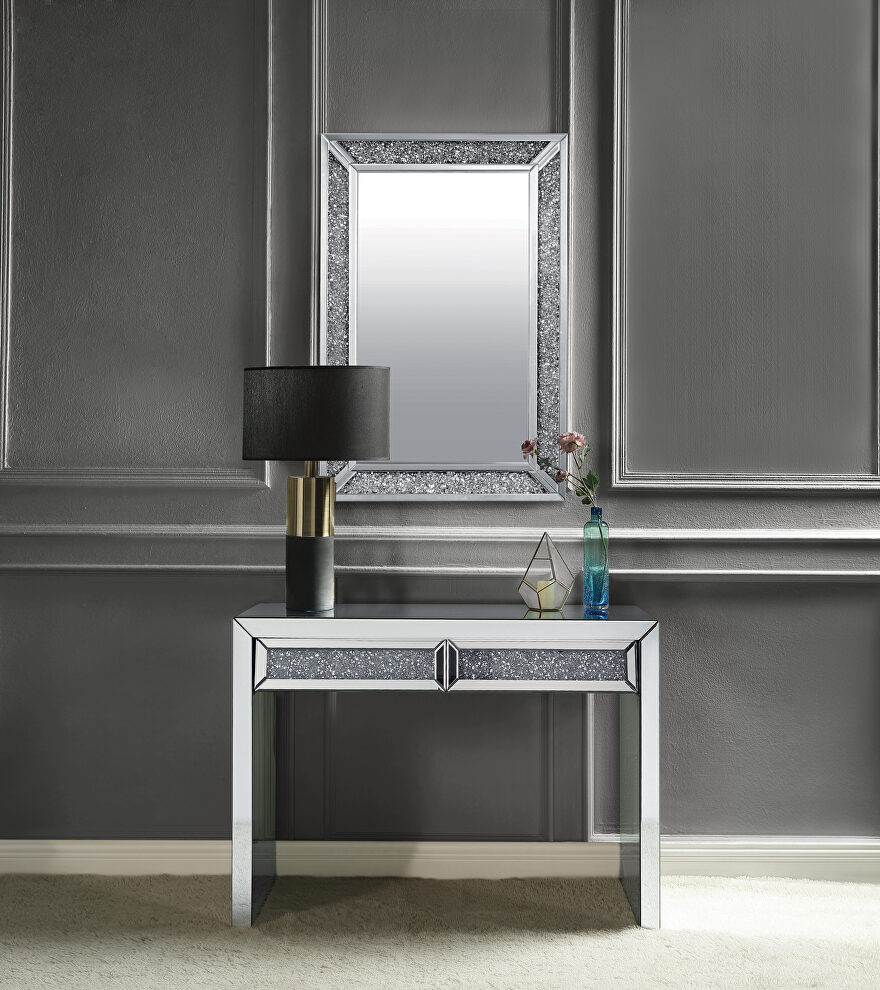Small glam style console table w/ optional mirror by Acme